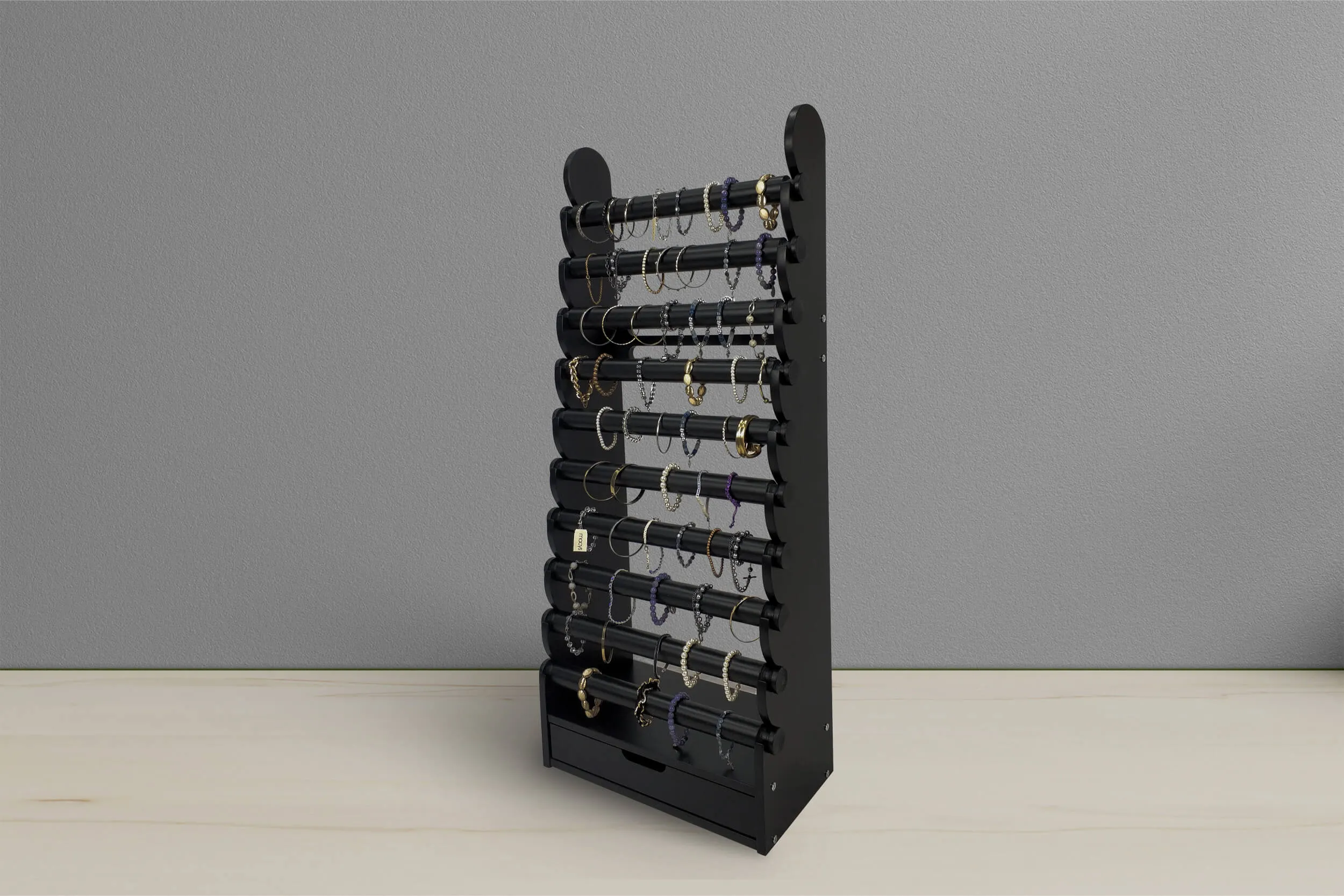 10-Tier Black Wood Bracelet Display, view 2 of 7