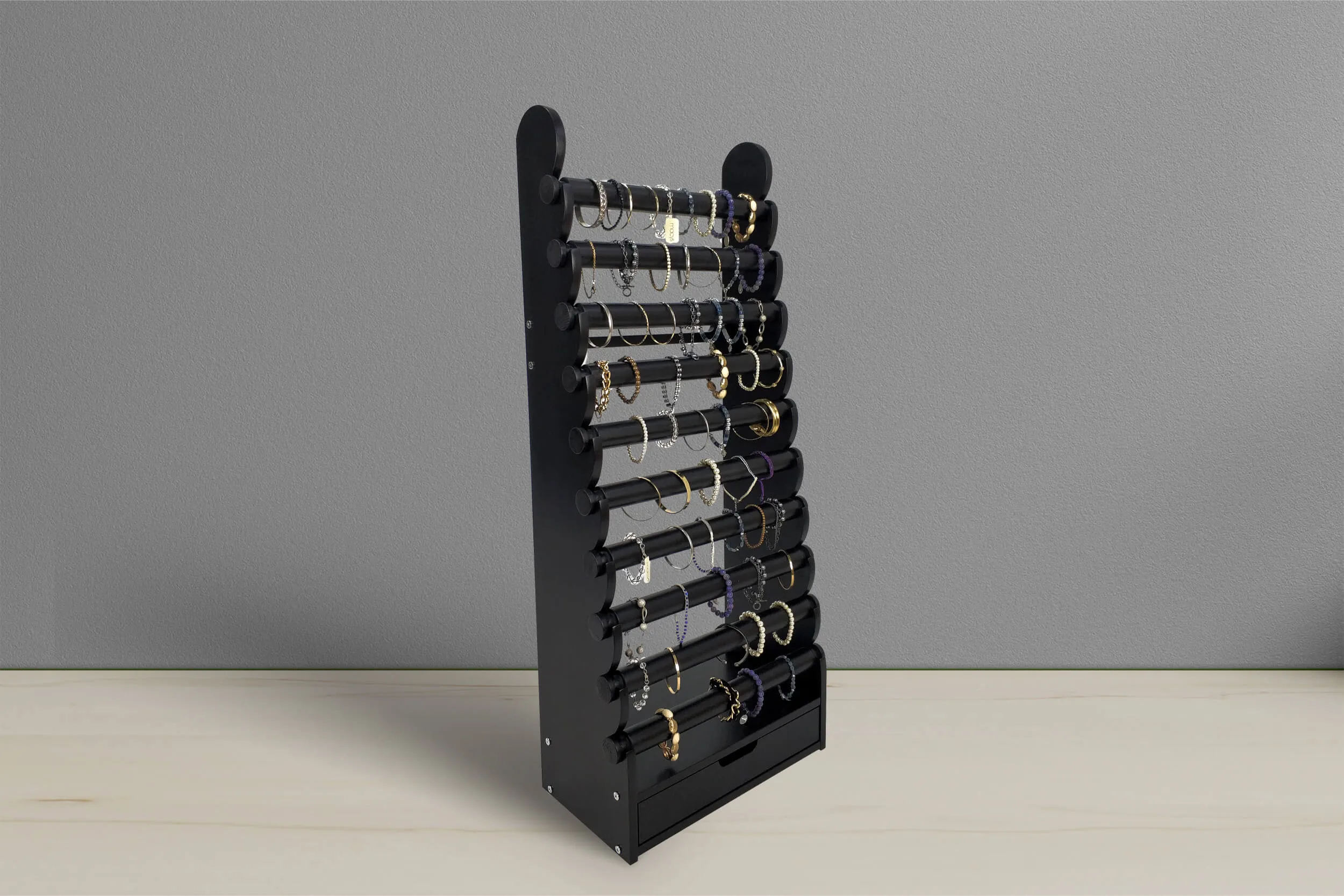 10-Tier Black Wood Bracelet Display, view 5 of 7