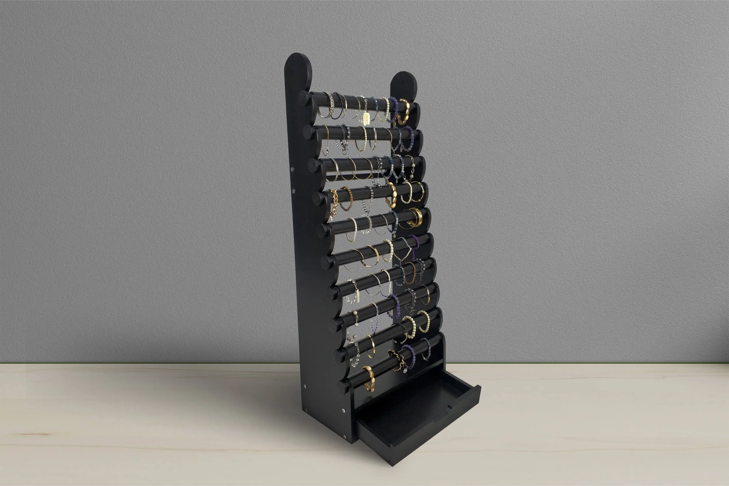 10-Tier Black Wood Bracelet Display, view 6 of 7